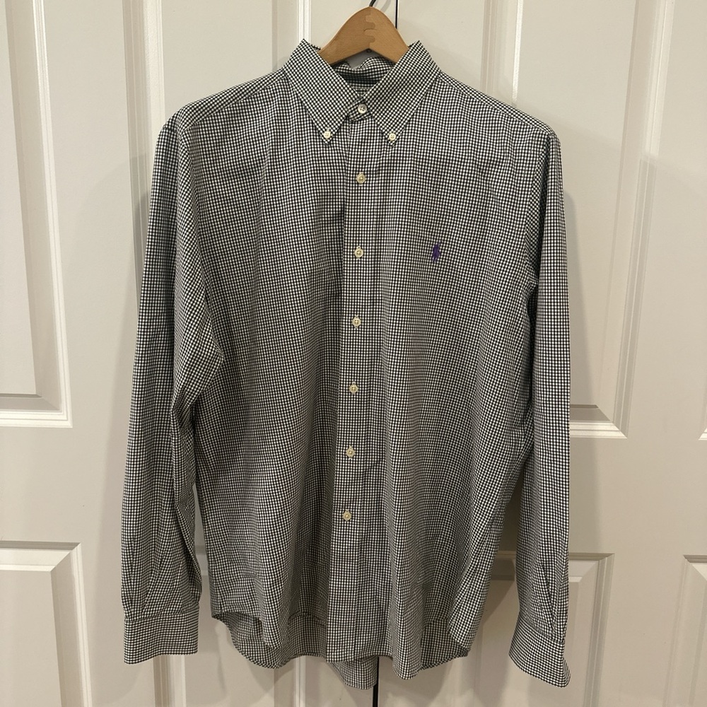 Ralph Lauren Black and White Checkered Button Down Shirt